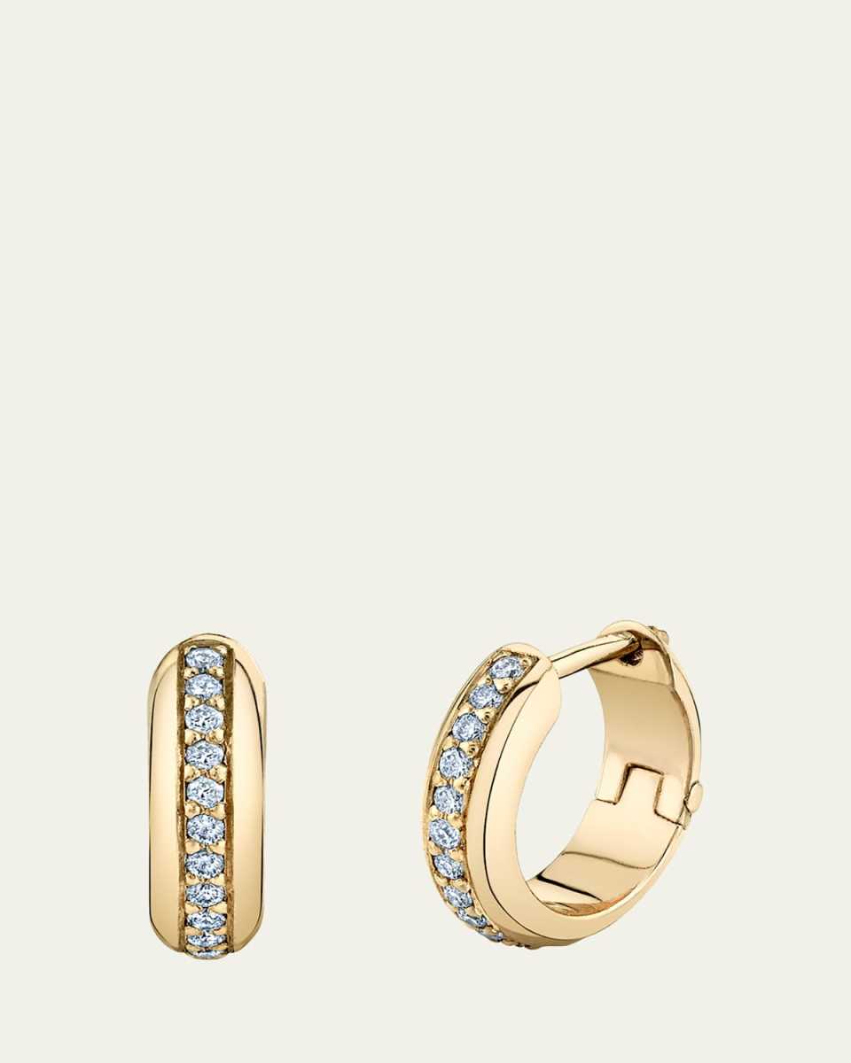 Extra-Small Single Row Pave Diamond Huggie Earrings